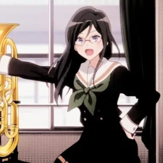 🍭 anime, girl, glasses, school uniform, music, instrument, euphonium whatsapp sticker