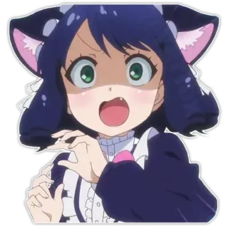 😱 Аниме, Кошачьи ушки, Милый, Мультфильм, Стикер telegram sticker
