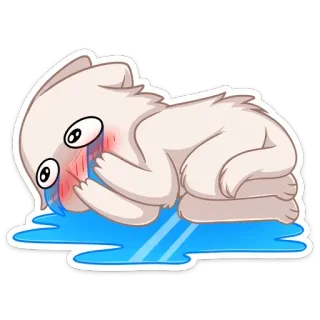 😭 piangere, triste, lacrime, coniglio, animale, emotivo, angosciato telegram sticker