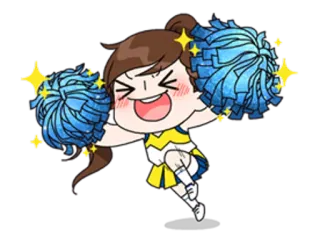 💃 Черлидер, Помпоны, Мультфильм, Девочка, Счастливая, Праздник whatsapp sticker