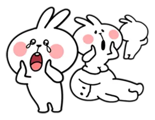 😢 conejo, llorando, triste, emocional, dibujos animados, lindo, conejo whatsapp sticker