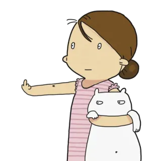 🖕 Kartun, Jari tengah, Ofensif, Kucing, Gadis telegram sticker