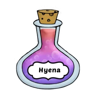 🐺 Hyena potion, hyena, magic, bottle, liquid, animal, fantasy, purple telegram sticker