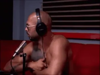 🌟 Andrew Tate podcast, man, topless, headphones whatsapp sticker
