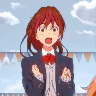 🎭 Anime, Chica, Uniforme escolar, Impactada, Sorprendida, Dibujo animado whatsapp sticker