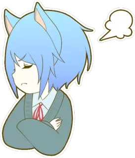 😤 猫耳朵, 动漫, 女孩, 伤心, 可爱, 卡通, 卡哇伊 whatsapp sticker
