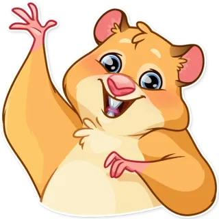 👋 햄스터, 동물, 설치류, 귀여운, 만화, 손 흔드는, 쾌활한 telegram sticker