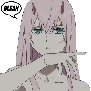 🤢 Zero Two Darling in the Franxx BLEAH Аниме, Девушка, Мультфильм, Zero Two, Darling in the Franxx telegram sticker