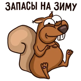 ☺️ ЗАПАСЫ НА ЗИМУ Eichhörnchen, Winter, Vorräte, Cartoon, Tier, niedlich telegram sticker