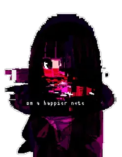 ⚛ on a happier note Anime, Pixel art, Glitch, Ragazza, Scuro telegram sticker