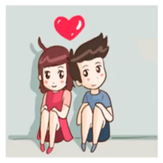 ❤ amour, coeur, dessin animé, couple, amitié, romance, mignon telegram sticker
