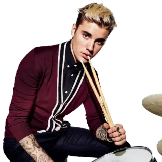 🥁 Justin Bieber Justin Bieber, músico, baterista, cantor, celebridade, pop star telegram sticker