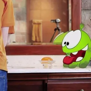 🤩 Om Nom Cut the Rope monstre vert, bonbon, animé, dessin animé, personnage de jeu vidéo, Cut the Rope whatsapp sticker