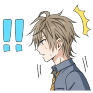‼ anime, shocked, alert, exclamation, worried, surprised, cartoon, anime character telegram sticker