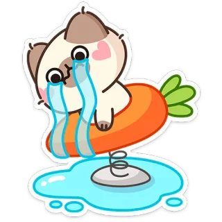 😭 chat, pleurer, triste, larmes, carotte, autocollant, dessin animé, emoji telegram sticker