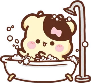 🛁 kawaii, cute, animal, bathing, bathtub, cartoon, adorable, shower telegram sticker