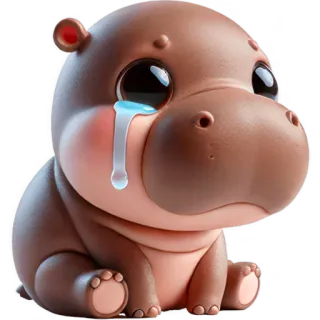 😩 hipopótamo, chorando, triste, desenho animado, animal, fofo, lágrimas, mamífero telegram sticker