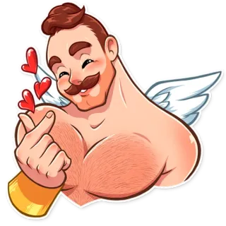 🥰 amour, gay, homme, coeurs, ailes, romance telegram sticker