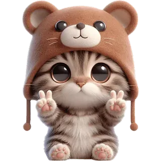 ✌️ kot, kociak, znak pokoju, słodki, zwierzę, kawaii telegram sticker