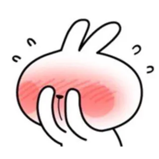 ☺️ lapin, mignon, dessin animé, rougir, timide, gêné, kawaii telegram sticker