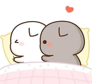 🛏 amour, mignon, dessin animé, lit, sommeil whatsapp sticker