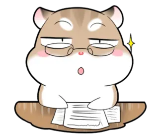😔 hamster, bril, dier, schattig, cartoon telegram sticker