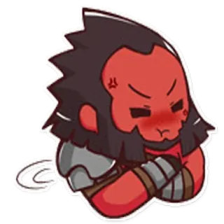 😒 dessin animé, en colère, personnage, rouge, autocollant telegram sticker