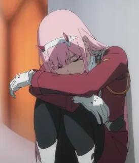 😴 Zero Two Darling in the Franxx Anime, Zero Two, Darling in the Franxx, traurig, weinen telegram sticker