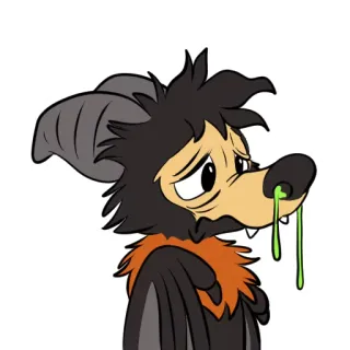 🤧 cartoon, vleermuis, ziek, monster, wezen, dier telegram sticker