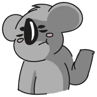 😕 koala, animal, dessin animé, autocollant, gris, mammifère whatsapp sticker