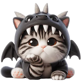 😕 gatto, gattino, animale, carino, drago, costume, animale domestico, adorabile telegram sticker