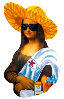 ☀ Mona Lisa Mona Lisa, sunglasses, hat, summer, beach, drink telegram sticker