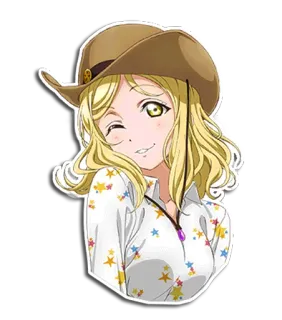 😉 Anime, Personaggio, Ragazza, Cappello da cowboy, Occhiolino, Capelli biondi whatsapp sticker