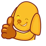 👍 chien, pouce levé, dessin animé, animal, mignon, emoji telegram sticker