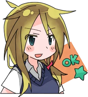🙂 OK anime, garota, ok, desenho animado, aprovação, acordo, fofo telegram sticker