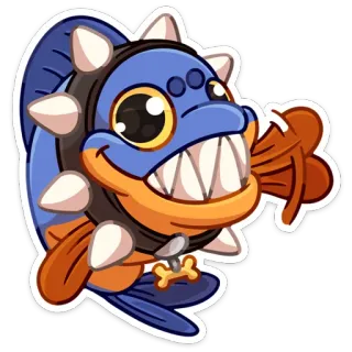 👋 ปลา, การ์ตูน, สัตว์เลี้ยง, ปลอกคอหนาม, กระดูก, สัตว์, ตัวละคร telegram sticker