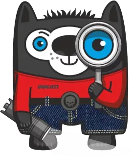 😉 ducati 만화, 돋보기, 캐릭터, 두카티 telegram sticker