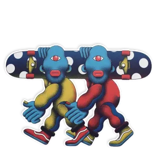 👬 Skateboard, Mostro, Ciclope, Astratto, Blu, Rosso, Giallo telegram sticker
