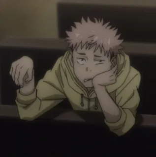 😫 Yuji Itadori Jujutsu Kaisen Anime, Jujutsu Kaisen, Yuji Itadori, Personagem, Triste, Entediado telegram sticker
