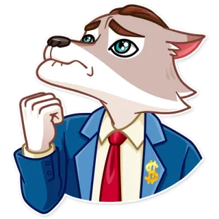 😢 loup, homme d'affaires, argent, dollar, en colère, frustré telegram sticker