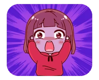 😱 Anime meisje, Geërgerd, Geschokt, Verrast, Anime, Cartoon, Expressie telegram sticker