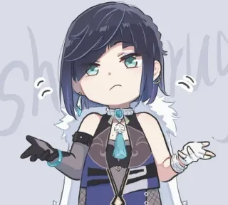 🤷‍♀ Yelan Genshin Impact shrug 耸肩, 动漫, 卡通, 夜兰, 原神 telegram sticker