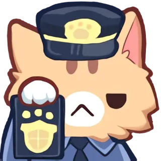 🚨 gato, policía, agente, animal, dibujo animado, insignia telegram sticker