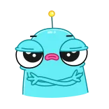 🙅‍♂️ Cartoon, Figur, Alien, Blau, Verschränkte Arme telegram sticker