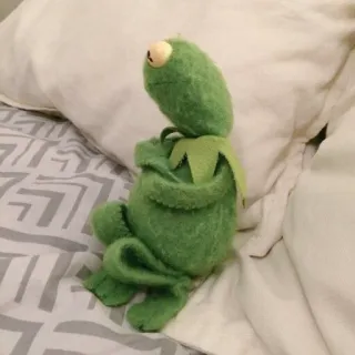 🤨 Kermit Kermit la rana, marioneta, verde, Muppet, mono, sentado telegram sticker
