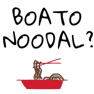 💋 Boato Noodal? macarrão, comida, pergunta, barco, humor, macarrão whatsapp sticker