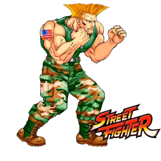 ️ Guile Street Fighter STREET FIGHTER Videospiel, Kämpfer, Guile, Street Fighter, amerikanische Flagge, Tarnung, Militär telegram sticker