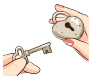 💞 mano, candado, llave, corazón, amor telegram sticker