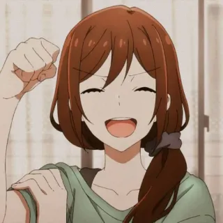 🎟 Anime, Chica, Sonrisa, Feliz, Dibujos animados telegram sticker