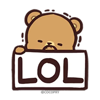 😁 LOL ours, lol, rire, langue internet, emoji whatsapp sticker